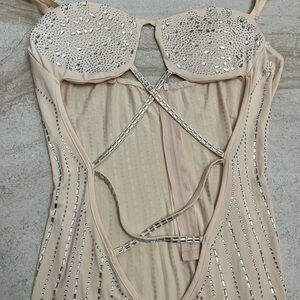 Beige Embellished Dress
